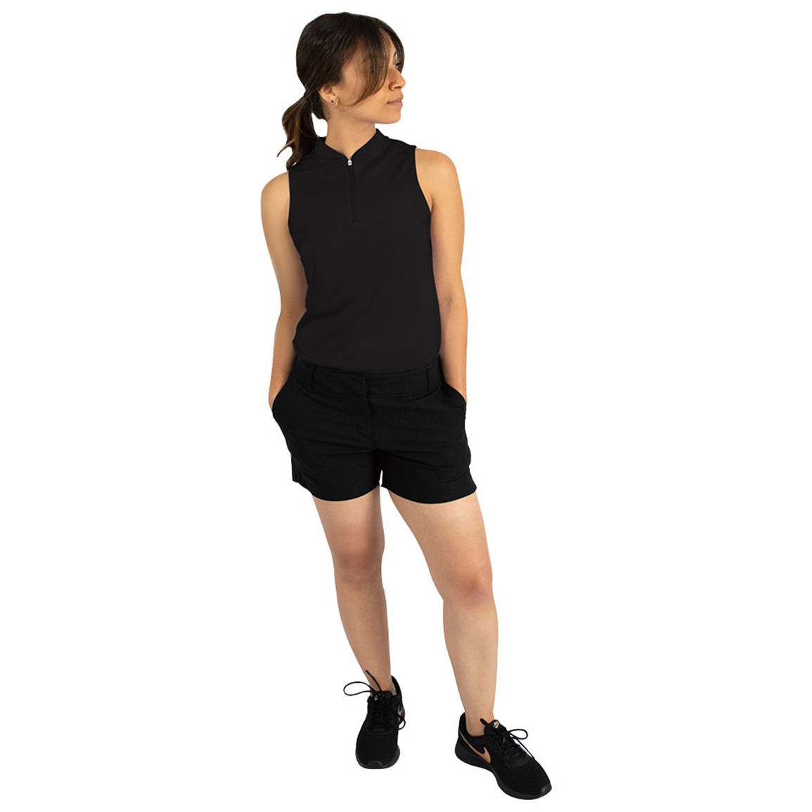 366 Golf Women's Sleeveless Blade Collar Zip Golf Polo