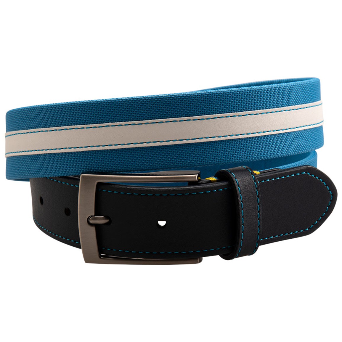 Arnold Palmer Men's Cotton Webbing Center Overlay Leather Golf Belt