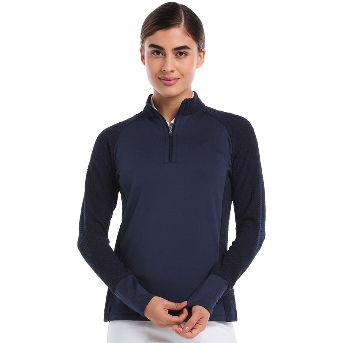 Callaway Women's Textured Mixed Media 1/4 Zip Golf Pullover
