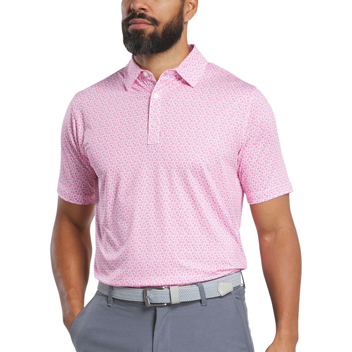 FootJoy Men's Allover Floral Lisle Golf Polo