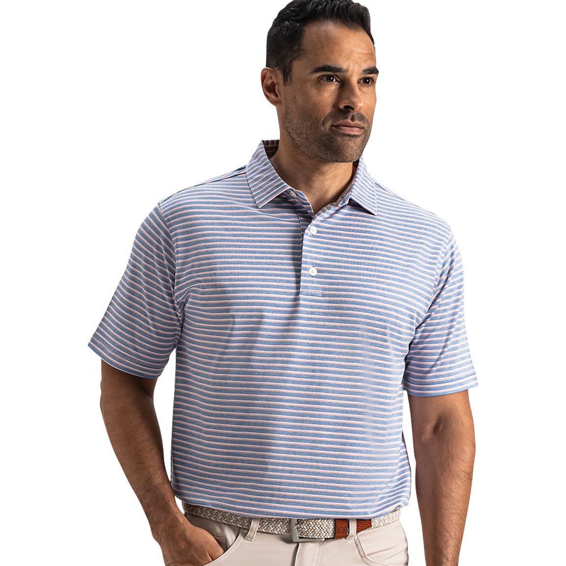 FootJoy Men's Heather Stripe Pique Golf Polo